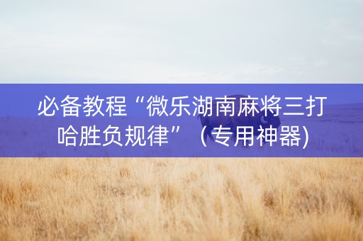 必备教程“微乐湖南麻将三打哈胜负规律”（专用神器)