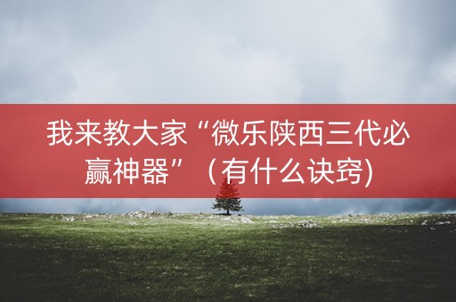 我来教大家“微乐陕西三代必赢神器”（有什么诀窍)