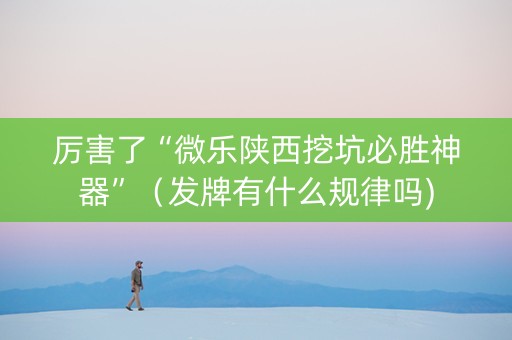 厉害了“微乐陕西挖坑必胜神器”（发牌有什么规律吗)