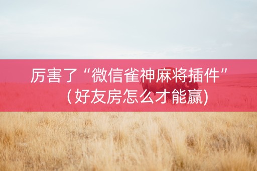 厉害了“微信雀神麻将插件”（好友房怎么才能赢)