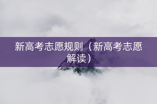 新高考志愿规则（新高考志愿解读）