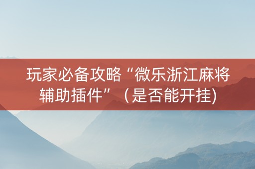 玩家必备攻略“微乐浙江麻将辅助插件”（是否能开挂)