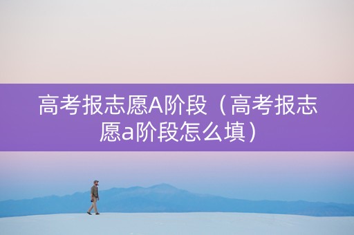 高考报志愿A阶段（高考报志愿a阶段怎么填）