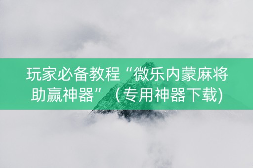 玩家必备教程“微乐内蒙麻将助赢神器”（专用神器下载)