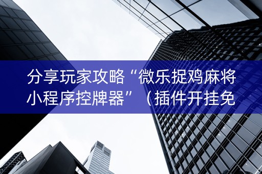 分享玩家攻略“微乐捉鸡麻将小程序控牌器”（插件开挂免费AI)