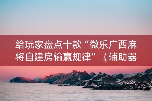给玩家盘点十款“微乐广西麻将自建房输赢规律”（辅助器通用版)
