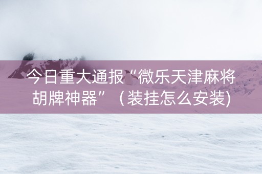 今日重大通报“微乐天津麻将胡牌神器”（装挂怎么安装)