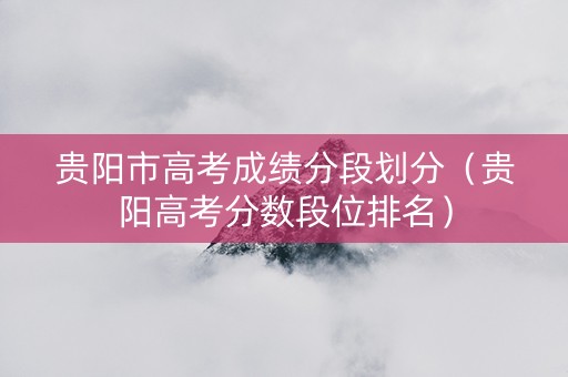 贵阳市高考成绩分段划分（贵阳高考分数段位排名）