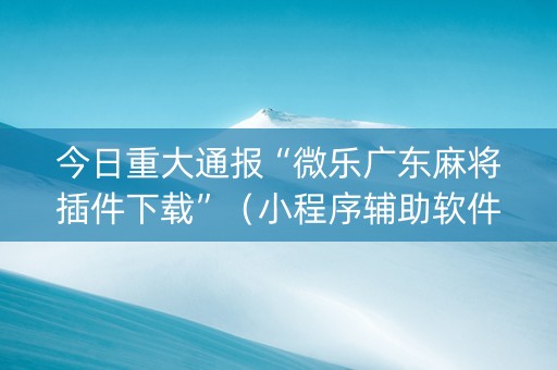 今日重大通报“微乐广东麻将插件下载”（小程序辅助软件)