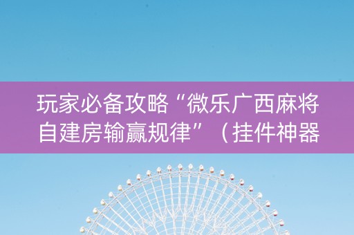 玩家必备攻略“微乐广西麻将自建房输赢规律”（挂件神器)