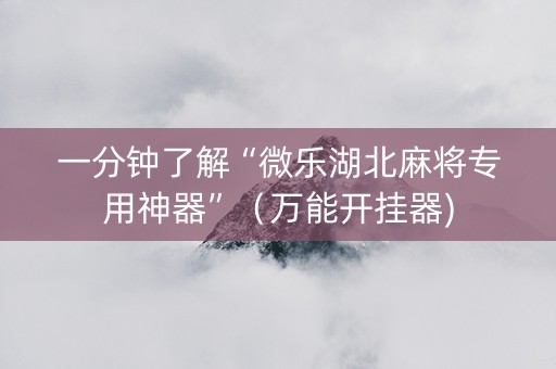 一分钟了解“微乐湖北麻将专用神器”（万能开挂器)