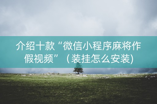 介绍十款“微信小程序麻将作假视频”（装挂怎么安装)