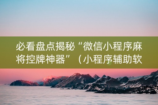 必看盘点揭秘“微信小程序麻将控牌神器”（小程序辅助软件)