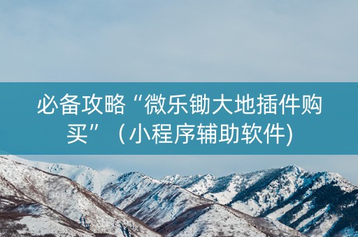 必备攻略“微乐锄大地插件购买”（小程序辅助软件)