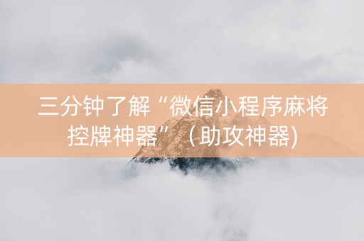 三分钟了解“微信小程序麻将控牌神器”（助攻神器)