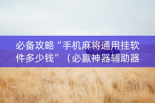 必备攻略“手机麻将通用挂软件多少钱”（必赢神器辅助器)