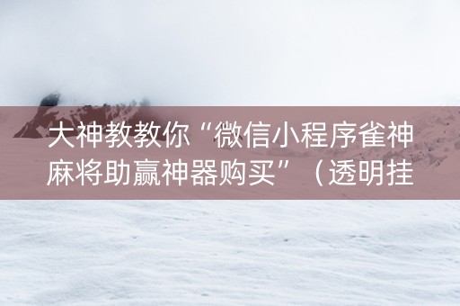 大神教教你“微信小程序雀神麻将助赢神器购买”（透明挂辅助器)