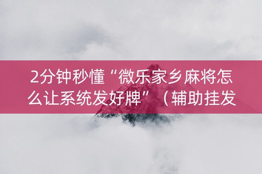2分钟秒懂“微乐家乡麻将怎么让系统发好牌”（辅助挂发牌规律)