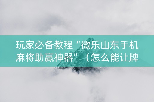 玩家必备教程“微乐山东手机麻将助赢神器”（怎么能让牌好一点)