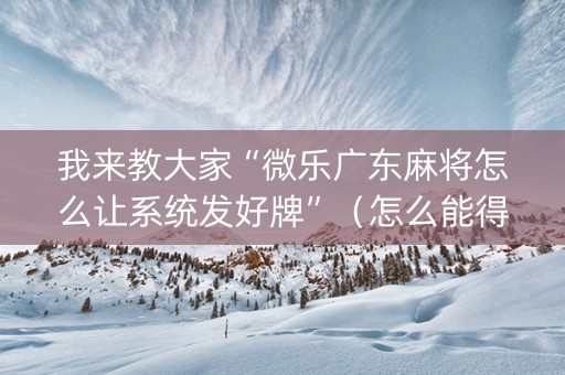 我来教大家“微乐广东麻将怎么让系统发好牌”（怎么能得到好牌)