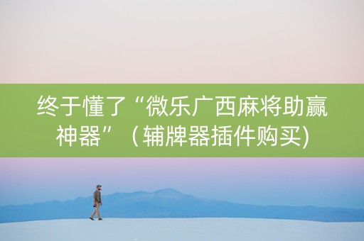 终于懂了“微乐广西麻将助赢神器”（辅牌器插件购买)