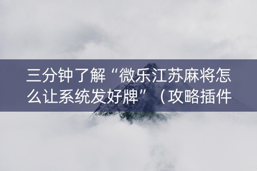 三分钟了解“微乐江苏麻将怎么让系统发好牌”（攻略插件)