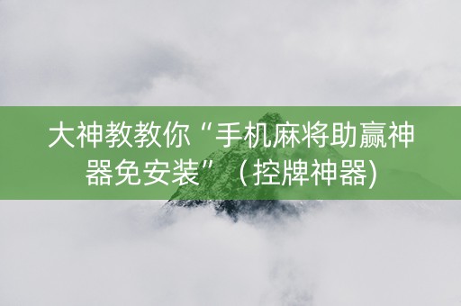 大神教教你“手机麻将助赢神器免安装”（控牌神器)