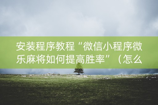 安装程序教程“微信小程序微乐麻将如何提高胜率”（怎么提高胜率)