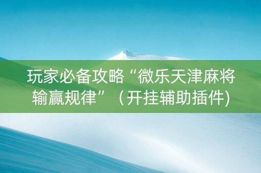 玩家必备攻略“微乐天津麻将输赢规律”（开挂辅助插件)