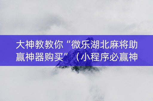 大神教教你“微乐湖北麻将助赢神器购买”（小程序必赢神器)
