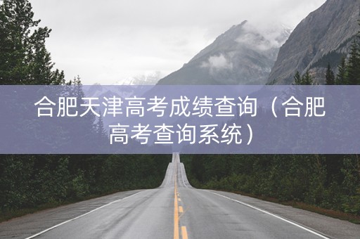合肥天津高考成绩查询（合肥高考查询系统）