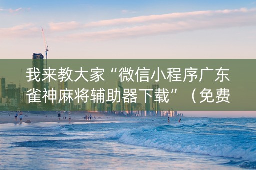 我来教大家“微信小程序广东雀神麻将辅助器下载”（免费专用神器)