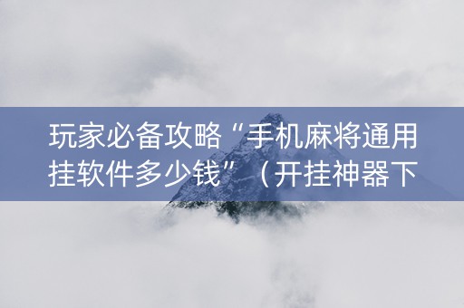 玩家必备攻略“手机麻将通用挂软件多少钱”（开挂神器下载)