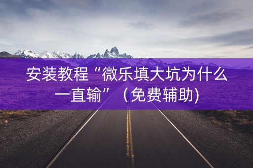 安装教程“微乐填大坑为什么一直输”（免费辅助)