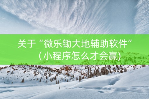 关于“微乐锄大地辅助软件”（小程序怎么才会赢)