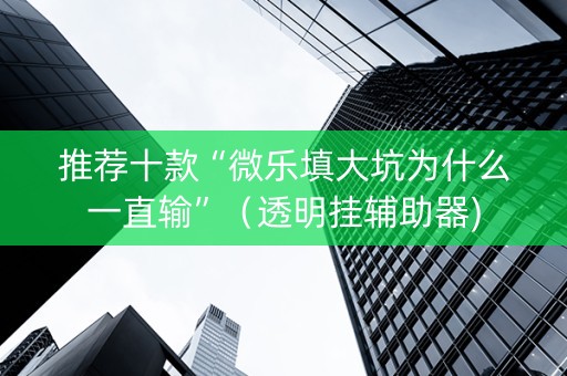 推荐十款“微乐填大坑为什么一直输”（透明挂辅助器)