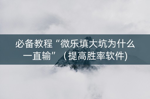 必备教程“微乐填大坑为什么一直输”（提高胜率软件)