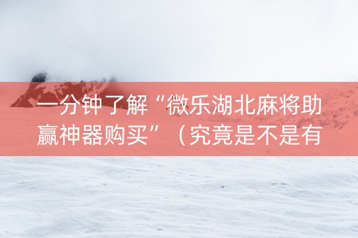 一分钟了解“微乐湖北麻将助赢神器购买”（究竟是不是有挂)
