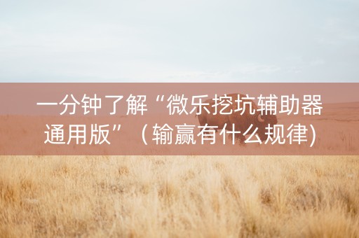 一分钟了解“微乐挖坑辅助器通用版”（输赢有什么规律)