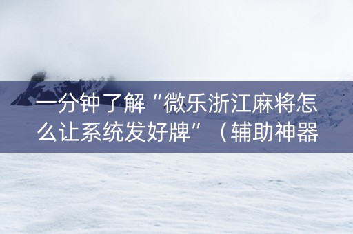 一分钟了解“微乐浙江麻将怎么让系统发好牌”（辅助神器免费)