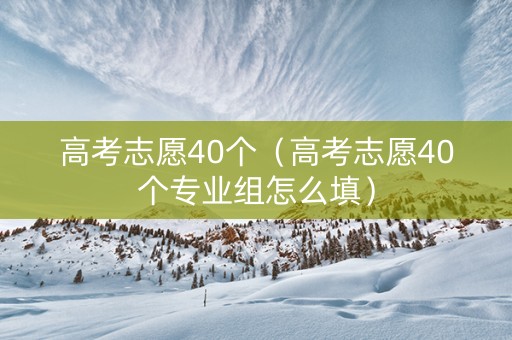高考志愿40个（高考志愿40个专业组怎么填）