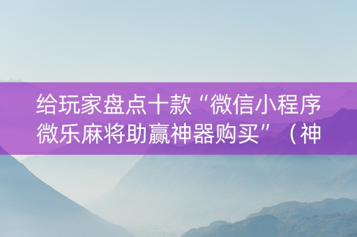 给玩家盘点十款“微信小程序微乐麻将助赢神器购买”（神器通用版)