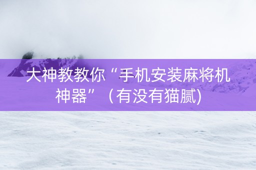 大神教教你“手机安装麻将机神器”（有没有猫腻)