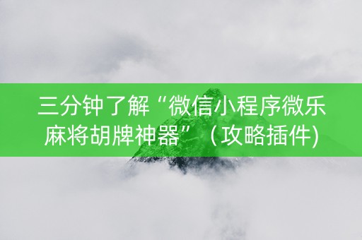 三分钟了解“微信小程序微乐麻将胡牌神器”（攻略插件)