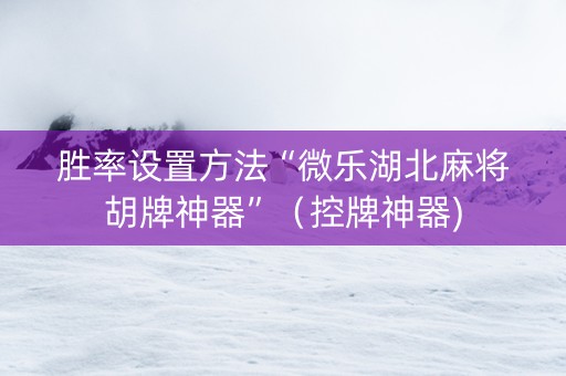胜率设置方法“微乐湖北麻将胡牌神器”（控牌神器)