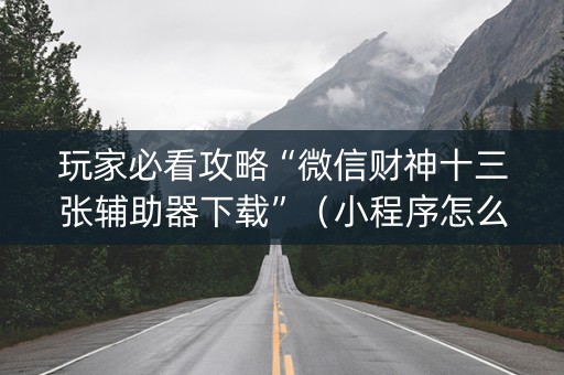 玩家必看攻略“微信财神十三张辅助器下载”（小程序怎么才会赢)