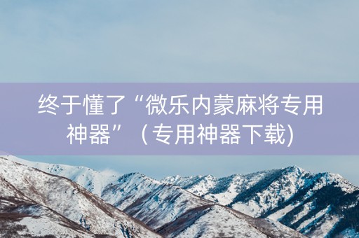 终于懂了“微乐内蒙麻将专用神器”（专用神器下载)