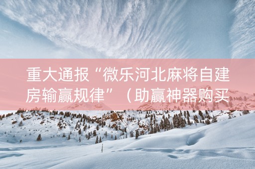 重大通报“微乐河北麻将自建房输赢规律”（助赢神器购买)