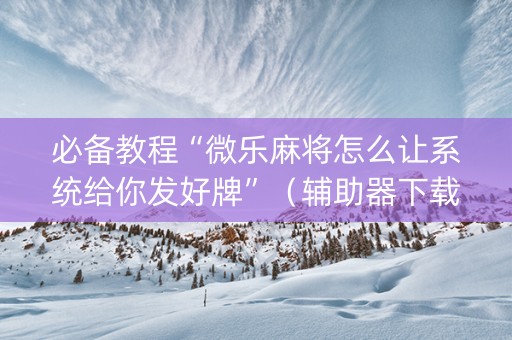必备教程“微乐麻将怎么让系统给你发好牌”（辅助器下载)