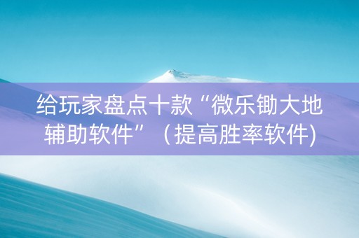 给玩家盘点十款“微乐锄大地辅助软件”（提高胜率软件)